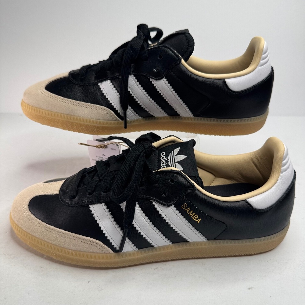 Adidas Samba OG Black White Gum Leather Suede Sneakers JS3832 Womens 8 NEW - Picture 2 of 8